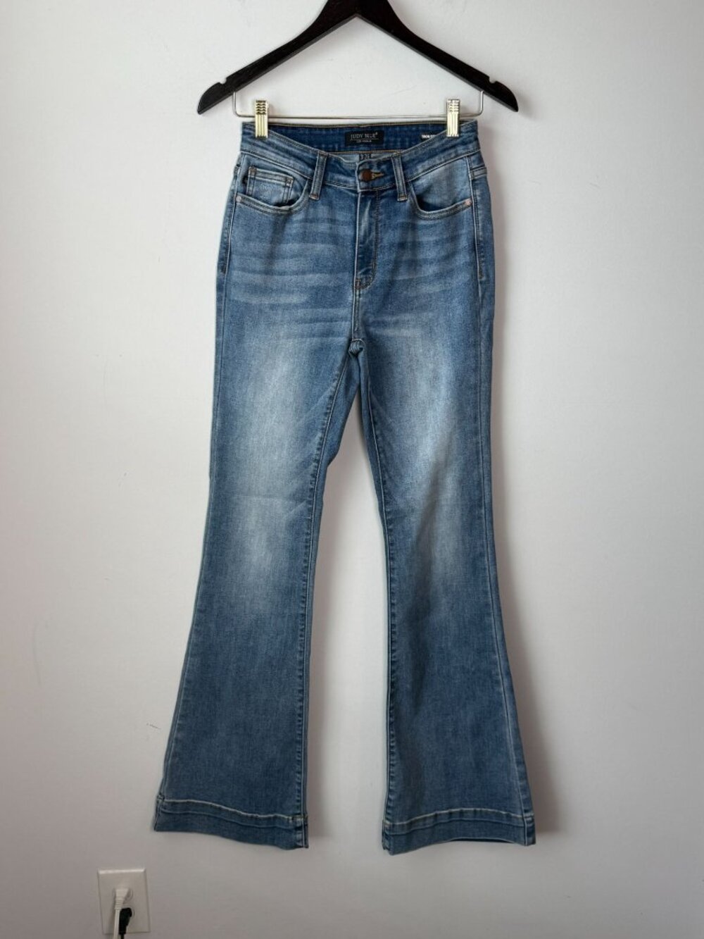 Judy Blue Trouser Flare Jeans Mid-Rise Medium Wash 3/26 Western Denim Tall Girl - Picture 4 of 9